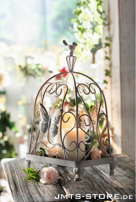 40cm Deko Metall Vogelkäfig Pflanz Blumenkäfig Grau Grey Vogel Käfig Pflanzen